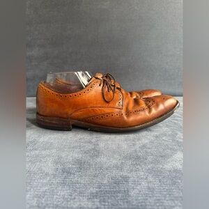 Men’s Brown Leather Wingtip Lace Up Oxford Dress Shoes SZ 10.5 SoleTech Soles